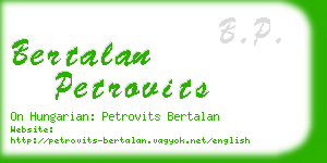 bertalan petrovits business card